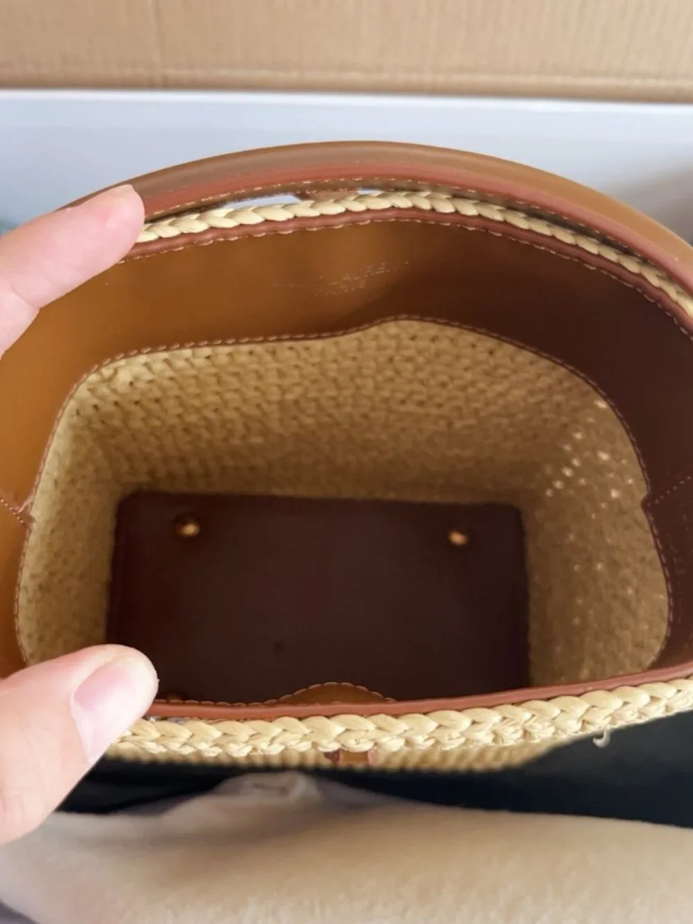 Saint Laurent LE 37 Mini Bucket Bag in Raffia and Leather